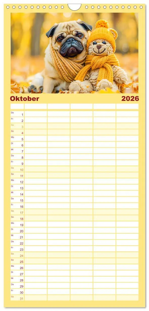 Bild: 9783516492118 | Familienplaner 2026 - Mops-Mania - Der Spaßkalender für Mops-Fans...