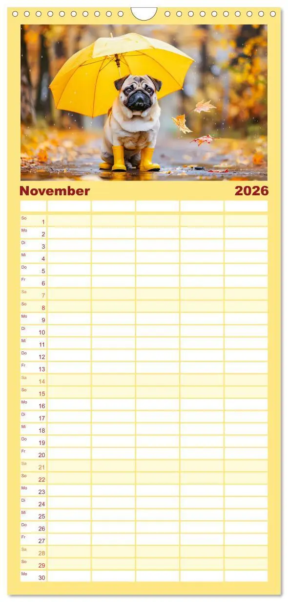 Bild: 9783516492118 | Familienplaner 2026 - Mops-Mania - Der Spaßkalender für Mops-Fans...