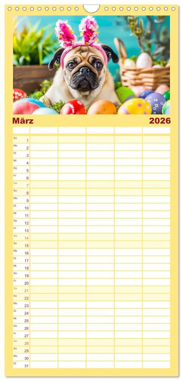 Bild: 9783516492118 | Familienplaner 2026 - Mops-Mania - Der Spaßkalender für Mops-Fans...