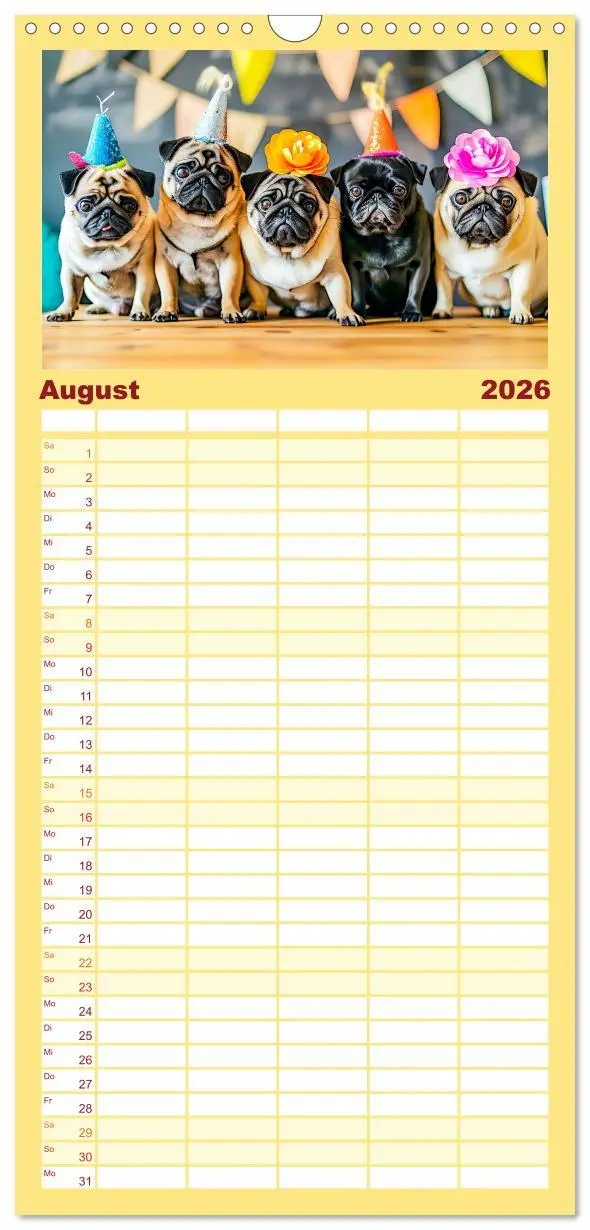 Bild: 9783516492118 | Familienplaner 2026 - Mops-Mania - Der Spaßkalender für Mops-Fans...