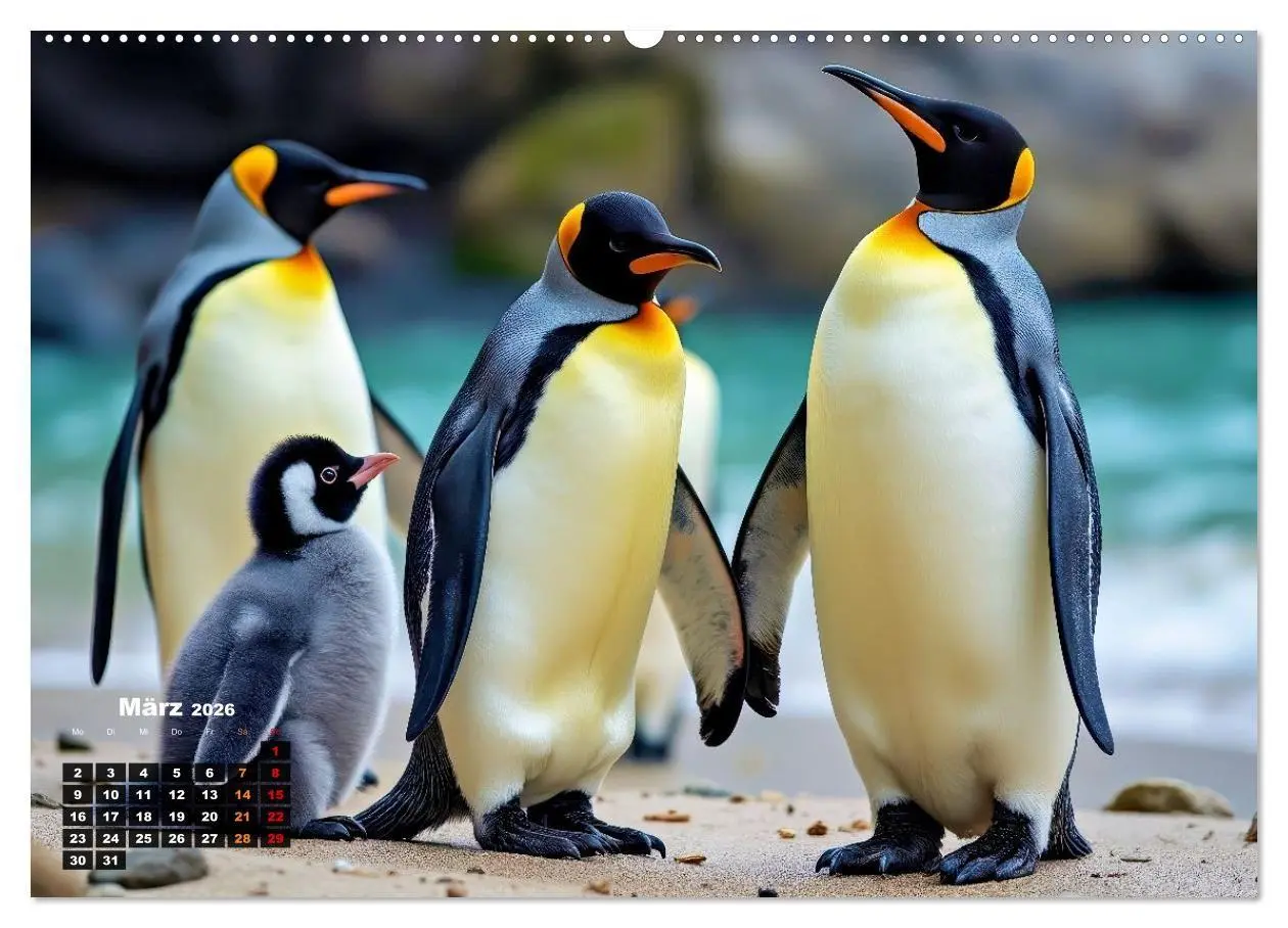 Bild: 9783516702118 | Mit den Pinguinen (hochwertiger Premium Wandkalender 2026 DIN A2...