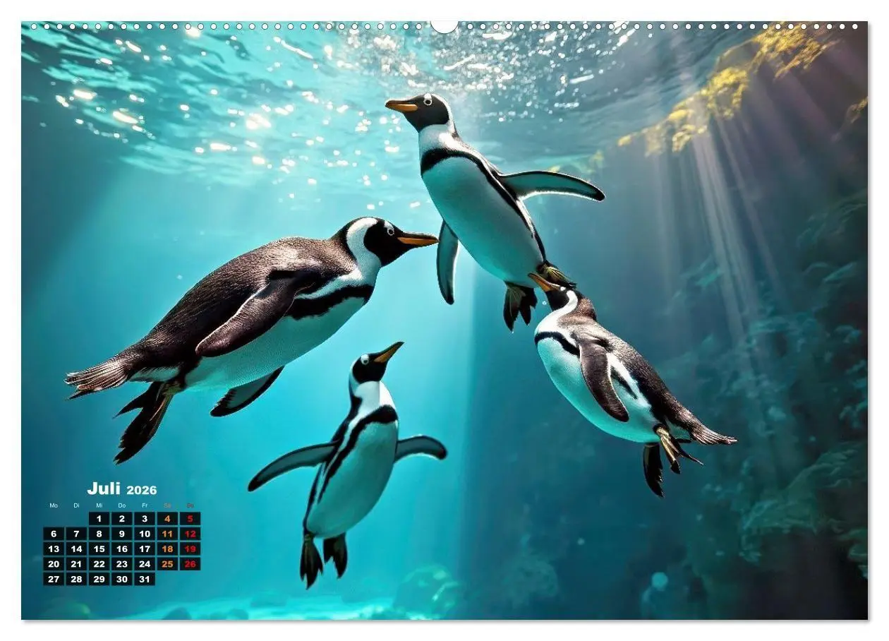 Bild: 9783516702118 | Mit den Pinguinen (hochwertiger Premium Wandkalender 2026 DIN A2...