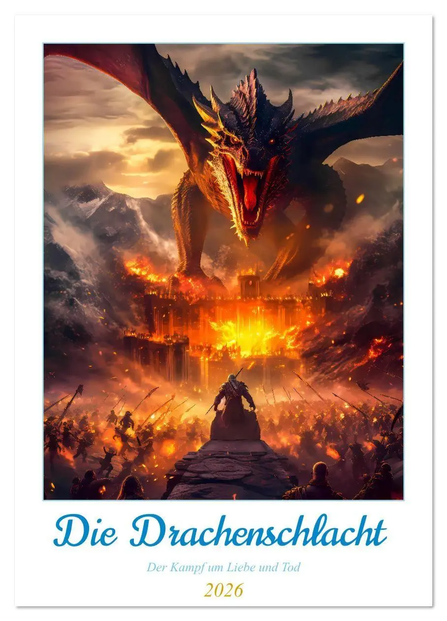 Cover: 9783516312218 | Die Drachenschlacht (Wandkalender 2026 DIN A4 hoch), CALVENDO...