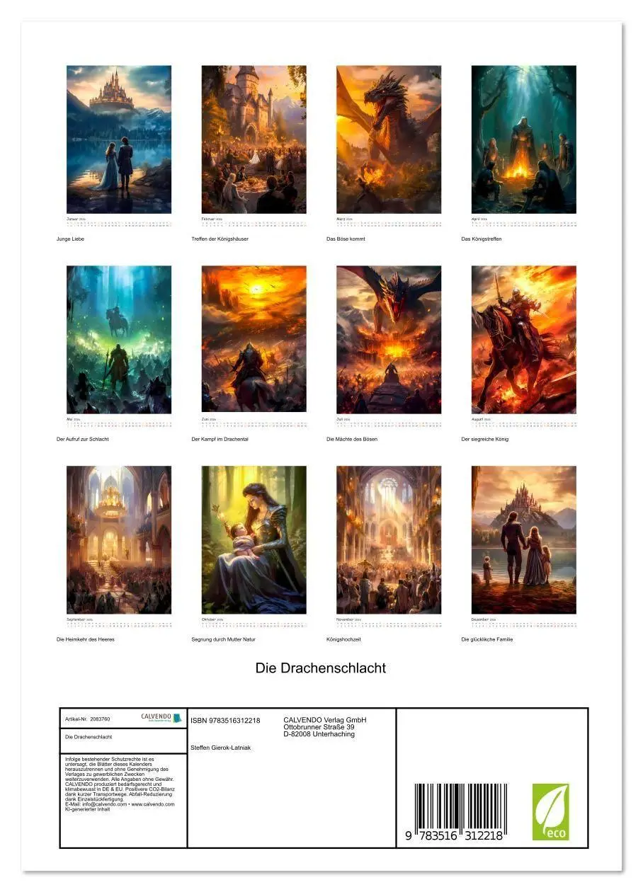 Bild: 9783516312218 | Die Drachenschlacht (Wandkalender 2026 DIN A4 hoch), CALVENDO...