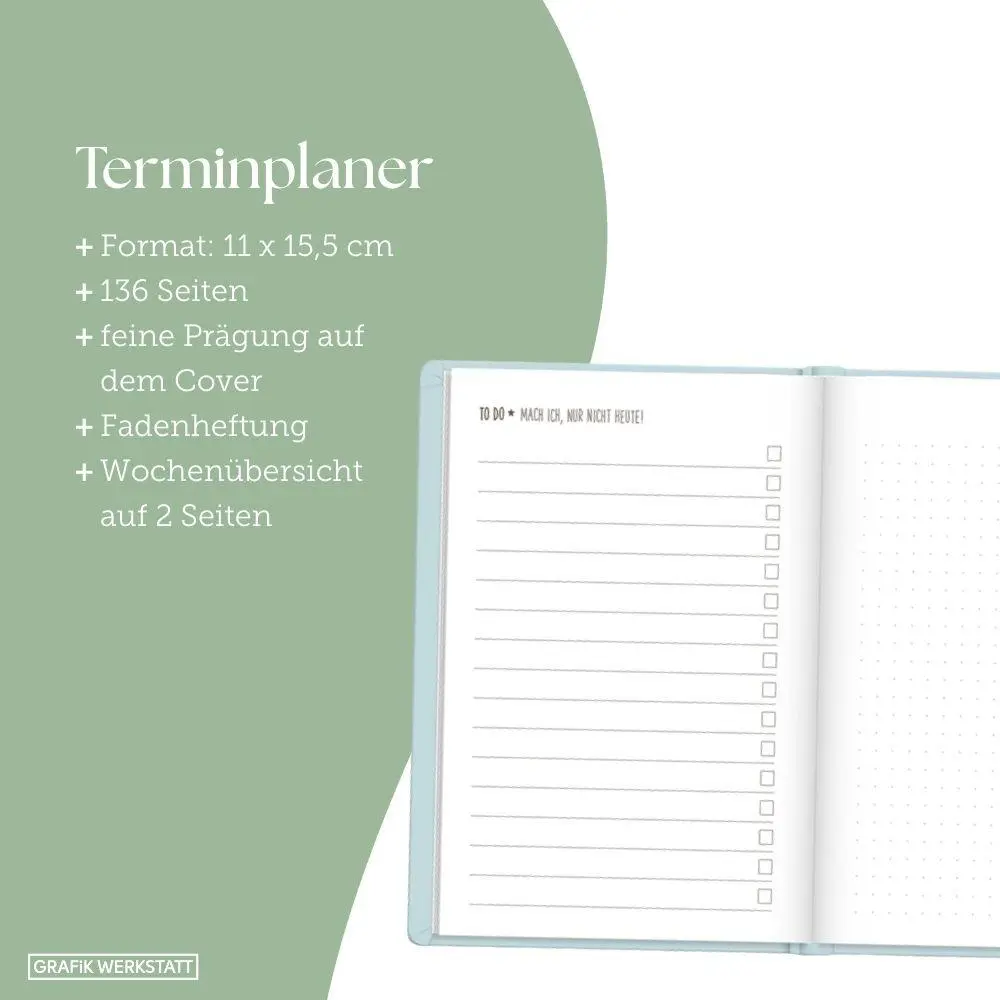 Bild: 9783986362218 | Terminplaner Lederlook 2027 Hellblau | Terminplaner Lederlook A6