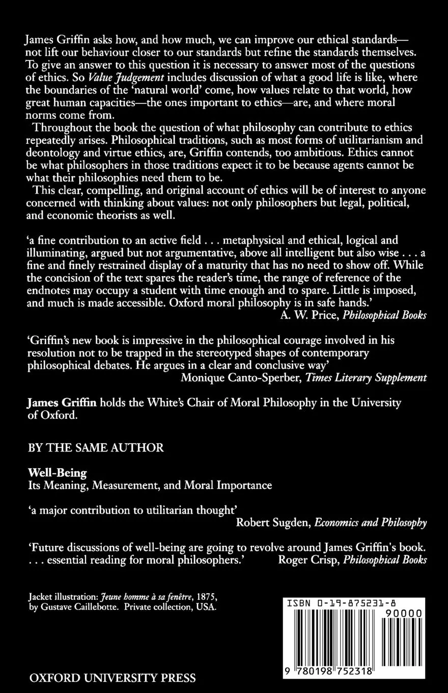 Rückseite: 9780198752318 | Value Judgement | Improving Our Ethical Beliefs | James Griffin | Buch