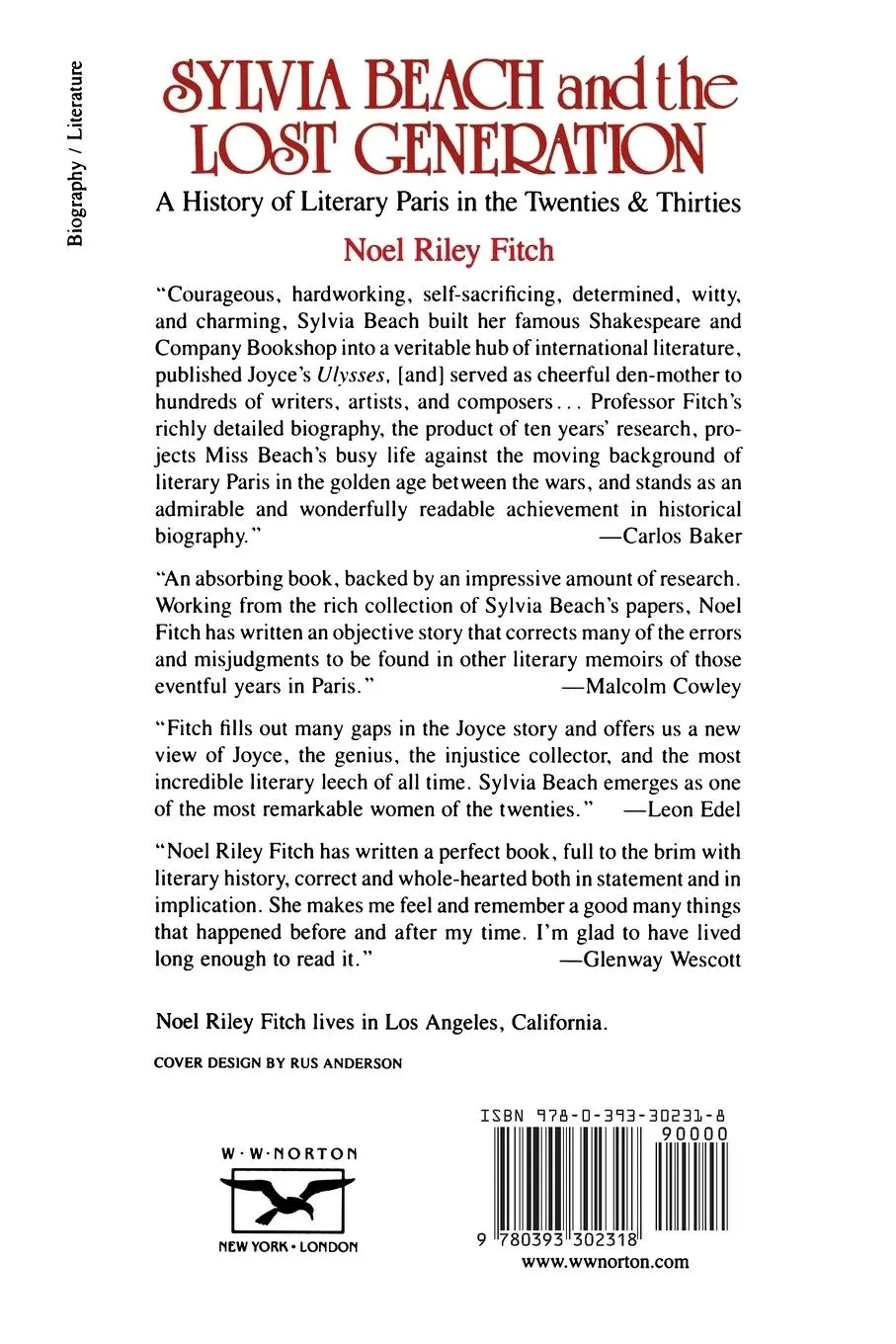 Rückseite: 9780393302318 | Sylvia Beach and the Lost Generation | Noel Riley Fitch | Taschenbuch