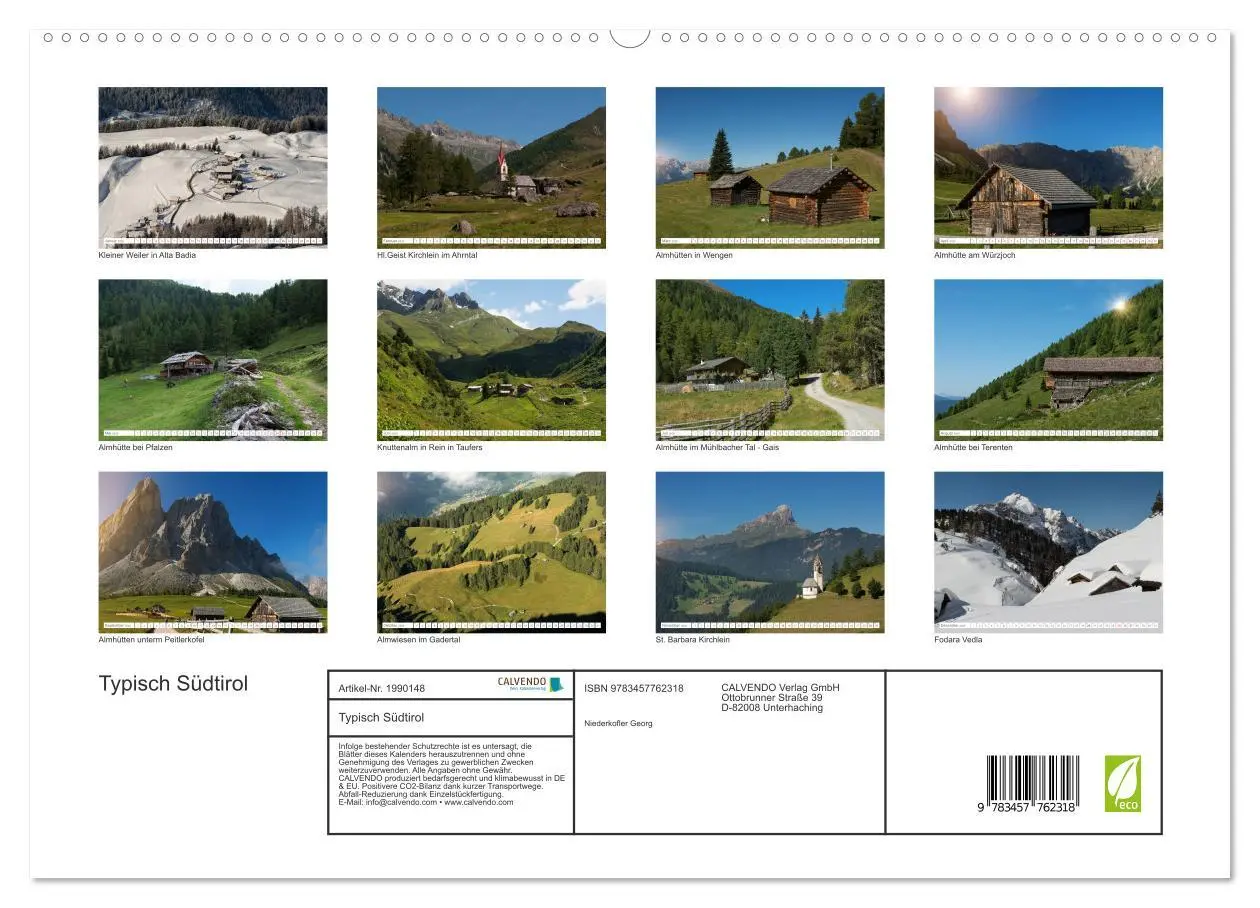 Bild: 9783457762318 | Typisch Südtirol (hochwertiger Premium Wandkalender 2026 DIN A2...