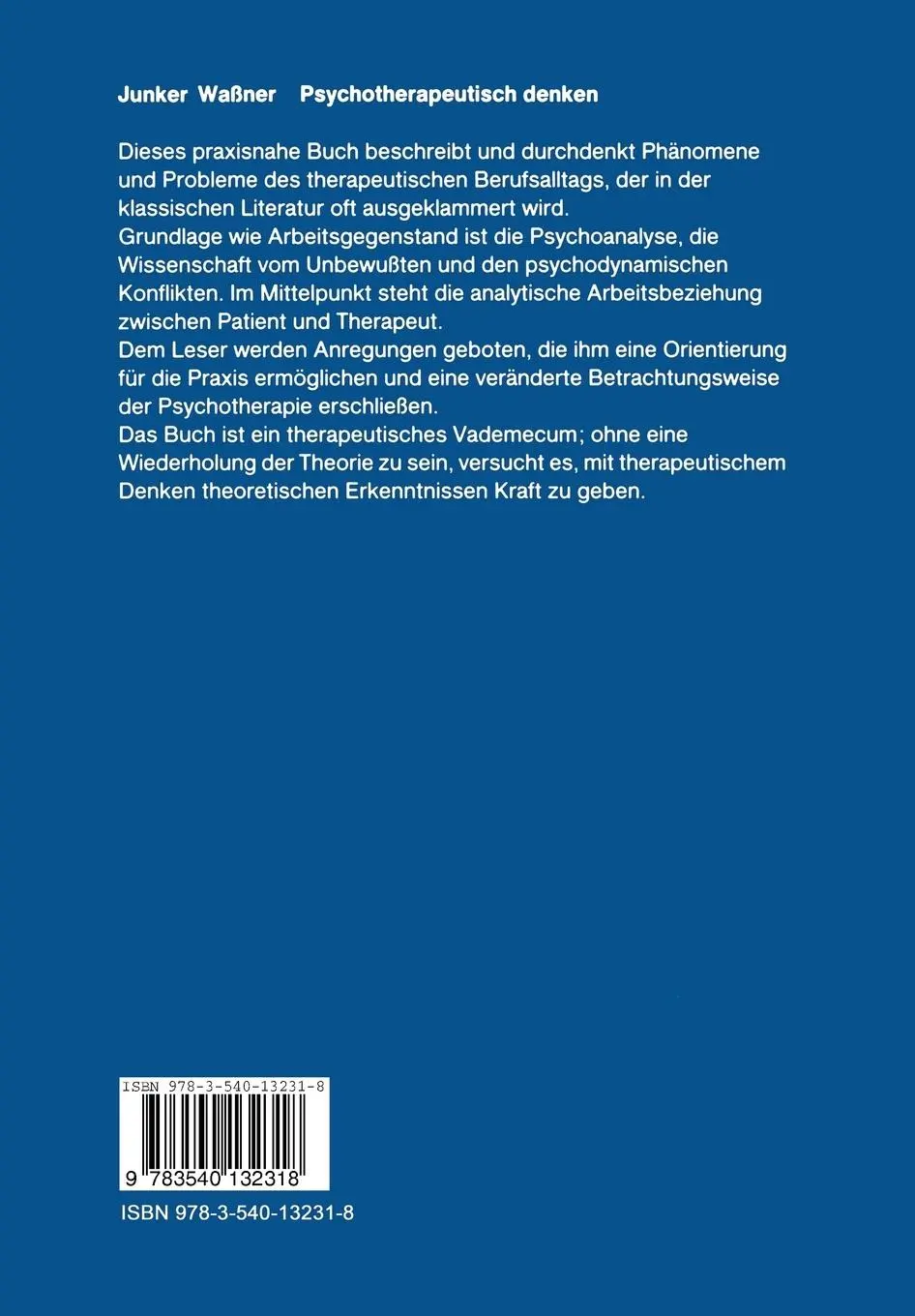 Rückseite: 9783540132318 | Psychotherapeutisch denken | T. Wassner (u. a.) | Taschenbuch | ix