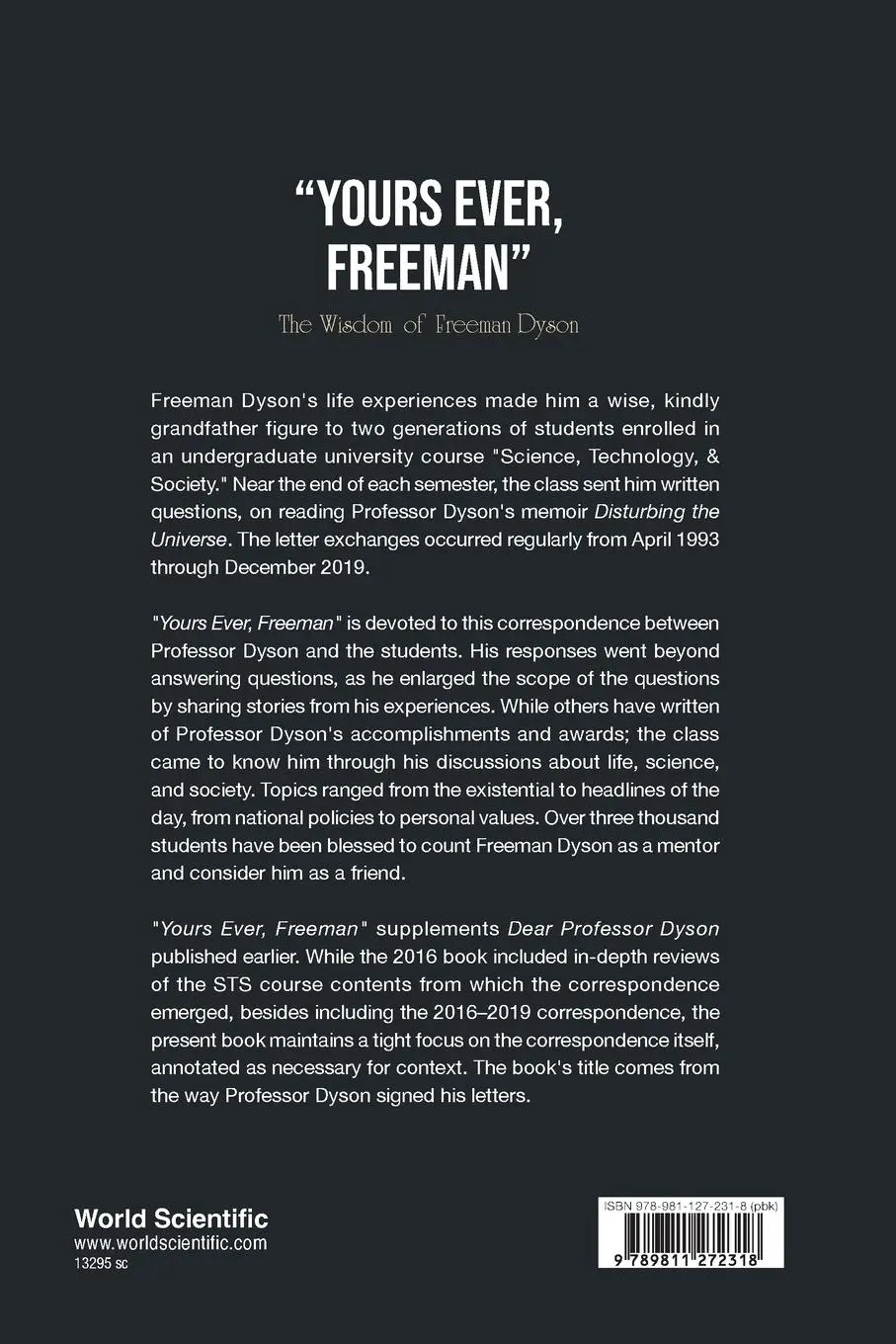 Rückseite: 9789811272318 | "YOURS EVER, FREEMAN" | THE WISDOM OF FREEMAN DYSON | E | Taschenbuch