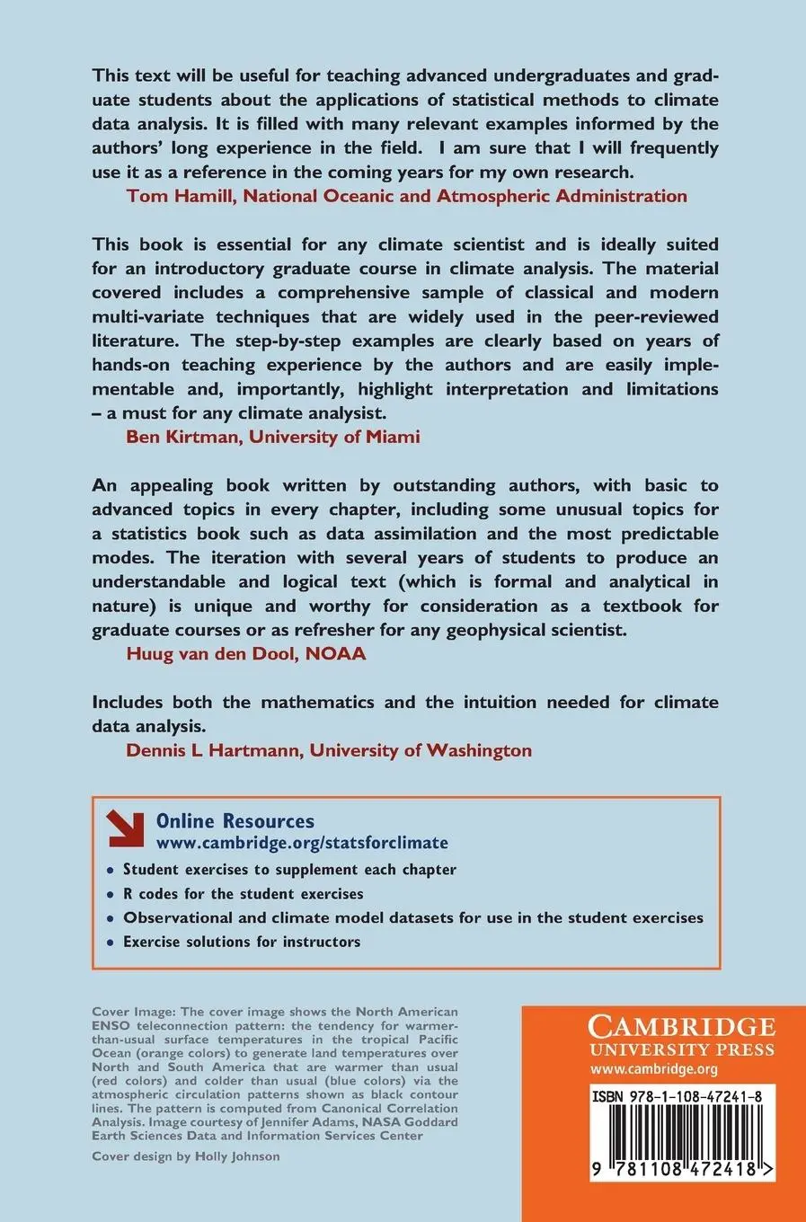 Rückseite: 9781108472418 | Statistical Methods for Climate Scientists | Timothy Delsole (u. a.)