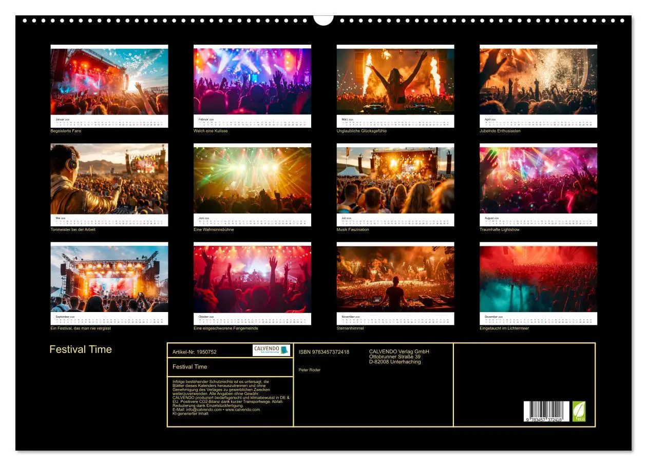 Bild: 9783457372418 | Festival Time (Wandkalender 2026 DIN A2 quer), CALVENDO Monatskalender