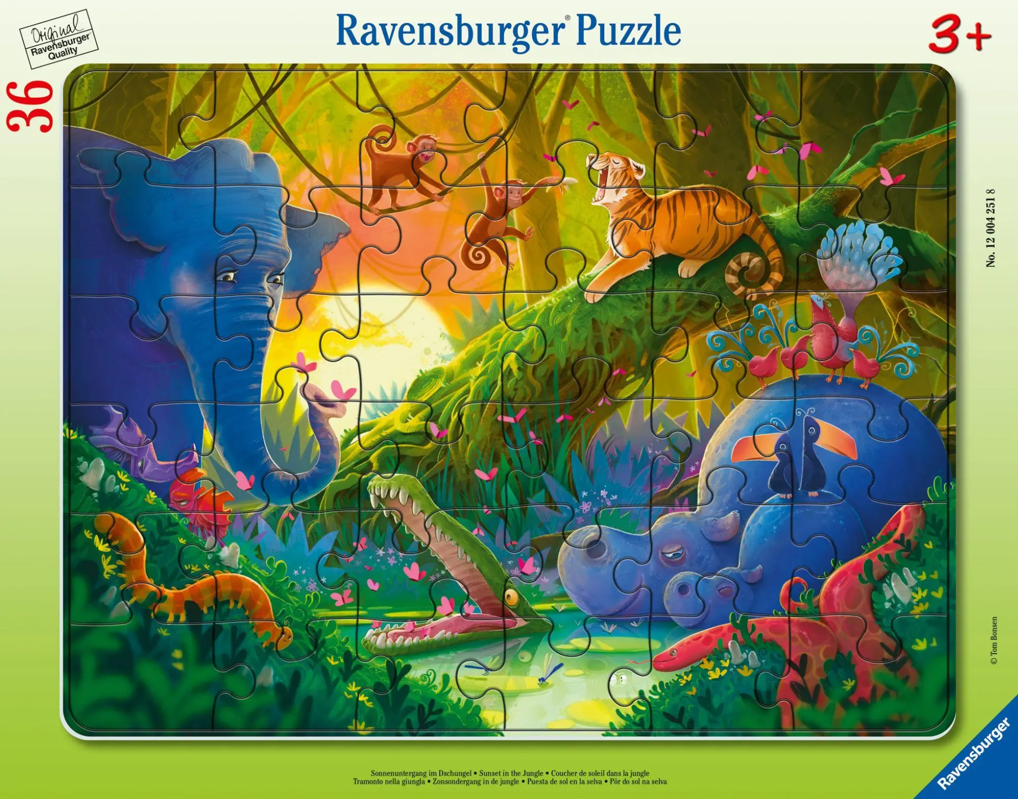 Cover: 4005555042518 | Kinderpuzzle 36 Teile - Sonnenuntergang im Dschungel | Spiel | Deutsch