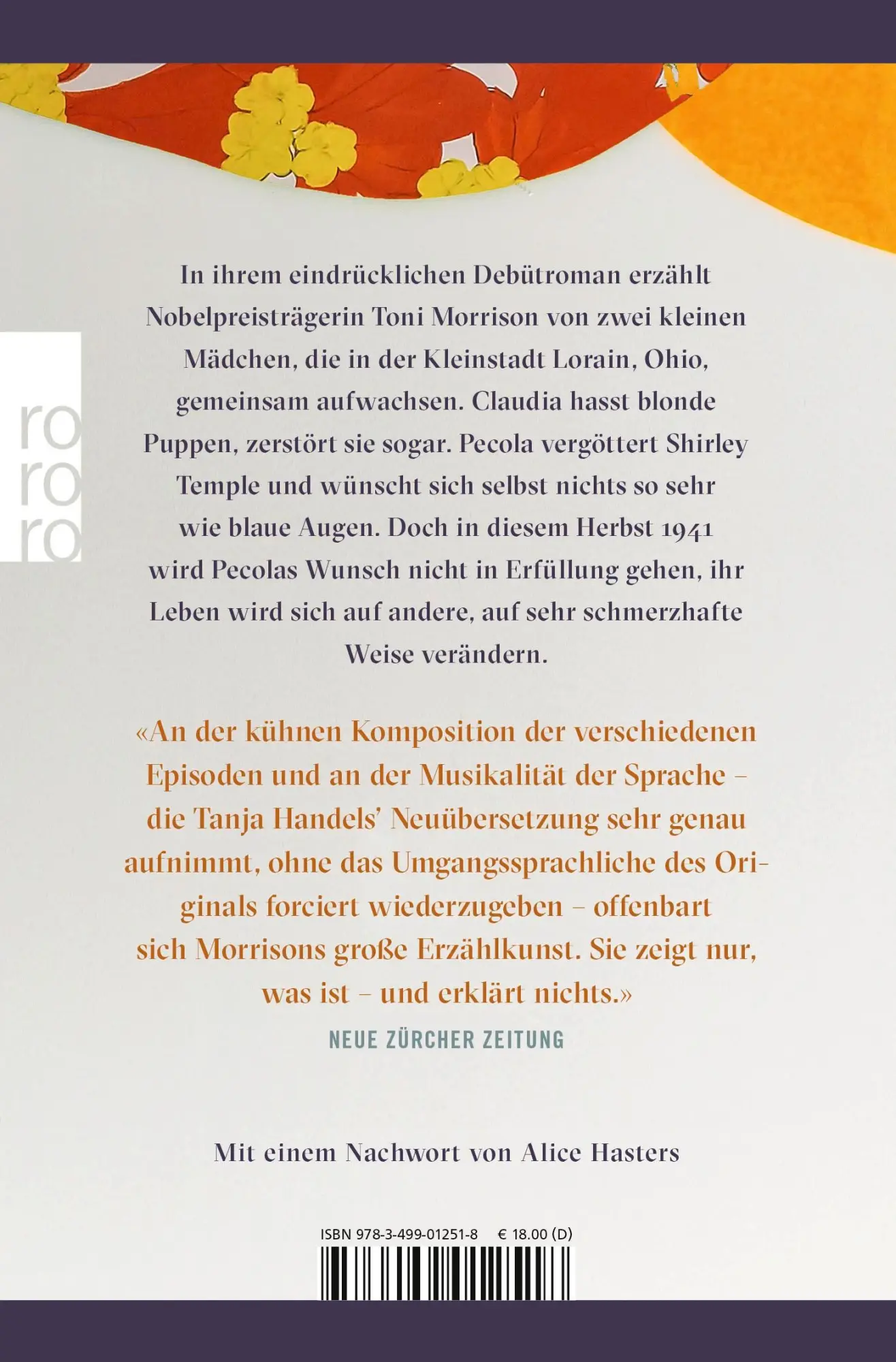 Rückseite: 9783499012518 | Sehr blaue Augen | Mit einem Nachwort von Alice Hasters | Morrison