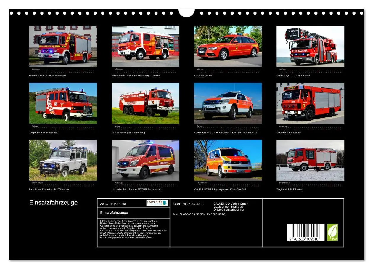Bild: 9783516072518 | Einsatzfahrzeuge (Wandkalender 2026 DIN A3 quer), CALVENDO...