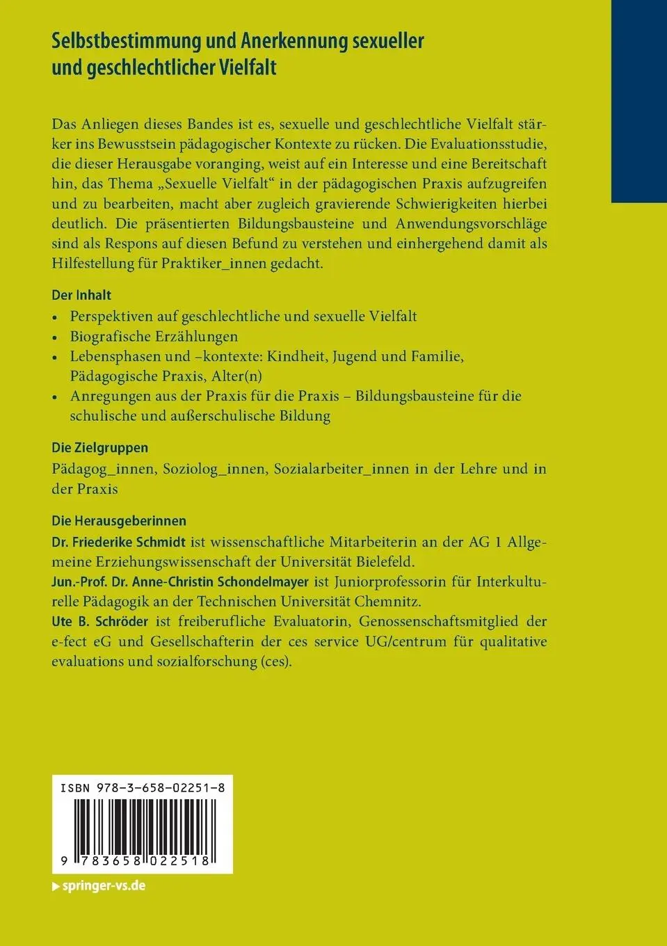 Rückseite: 9783658022518 | Selbstbestimmung und Anerkennung sexueller und geschlechtlicher...