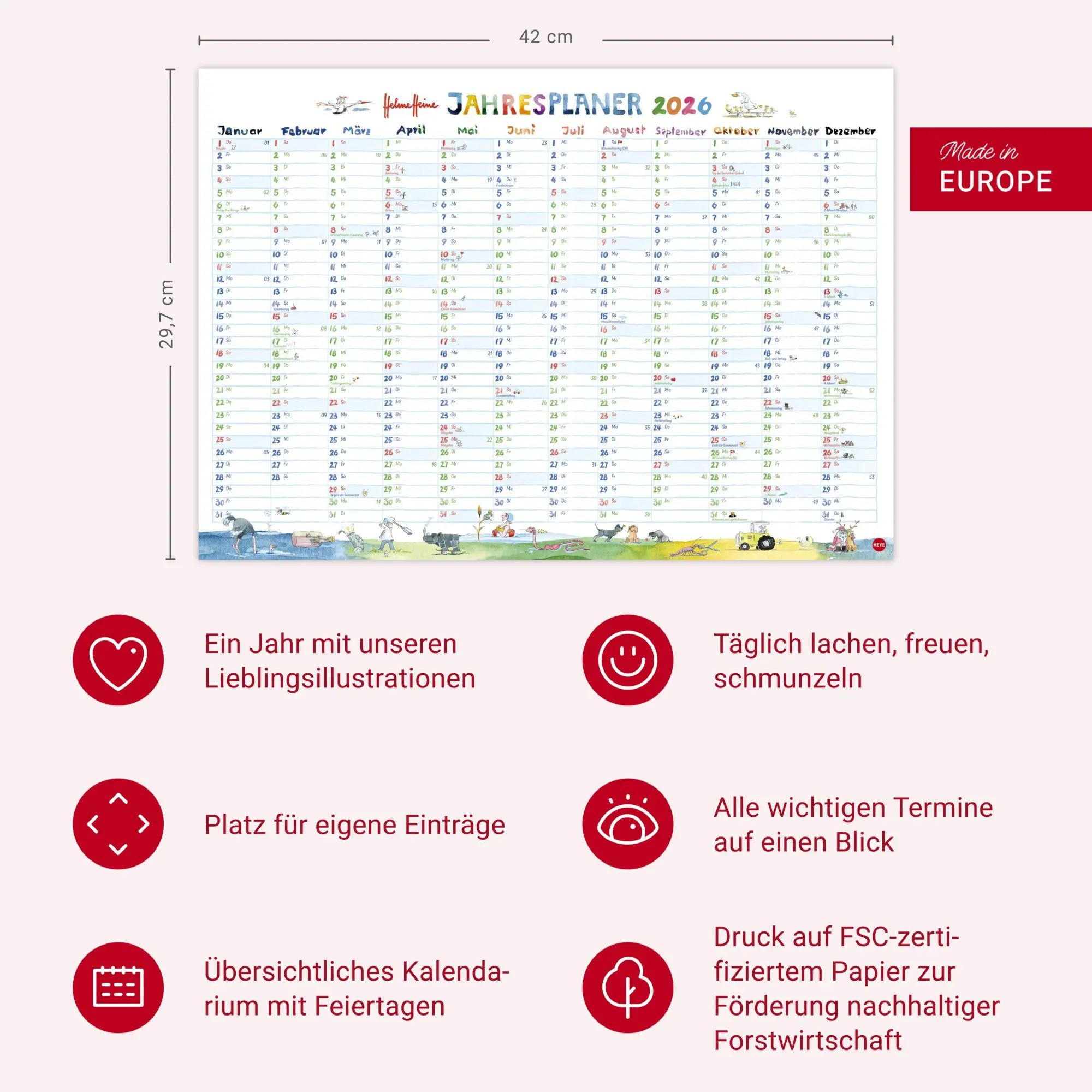 Bild: 9783756412518 | Helme Heine: Tafelkalender A3 2026 | Helme Heine | Kalender | 1 S.