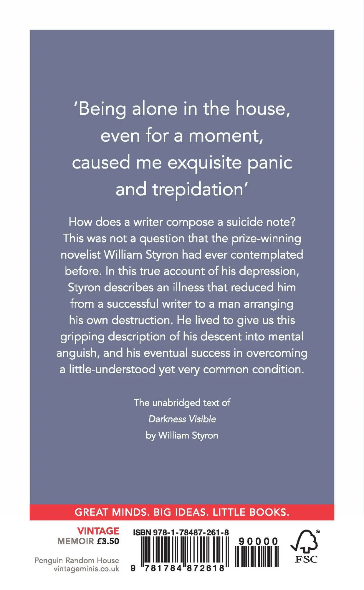 Rückseite: 9781784872618 | Depression | William Styron | Taschenbuch | Vintage Classics | 82 S.