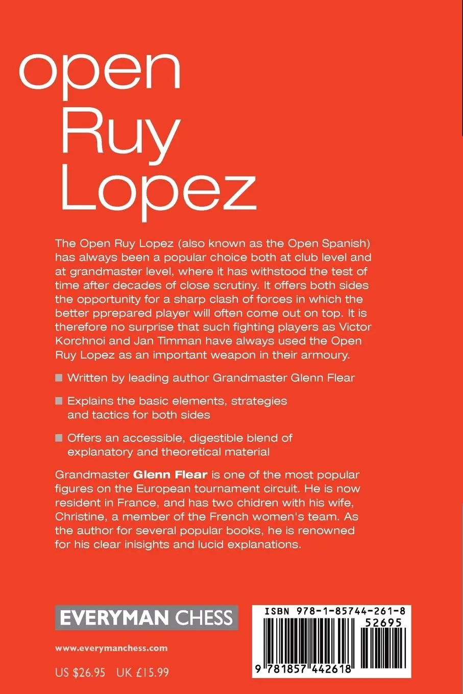 Rückseite: 9781857442618 | Open Ruy Lopez | Glenn Flear (u. a.) | Taschenbuch | Englisch | 2012