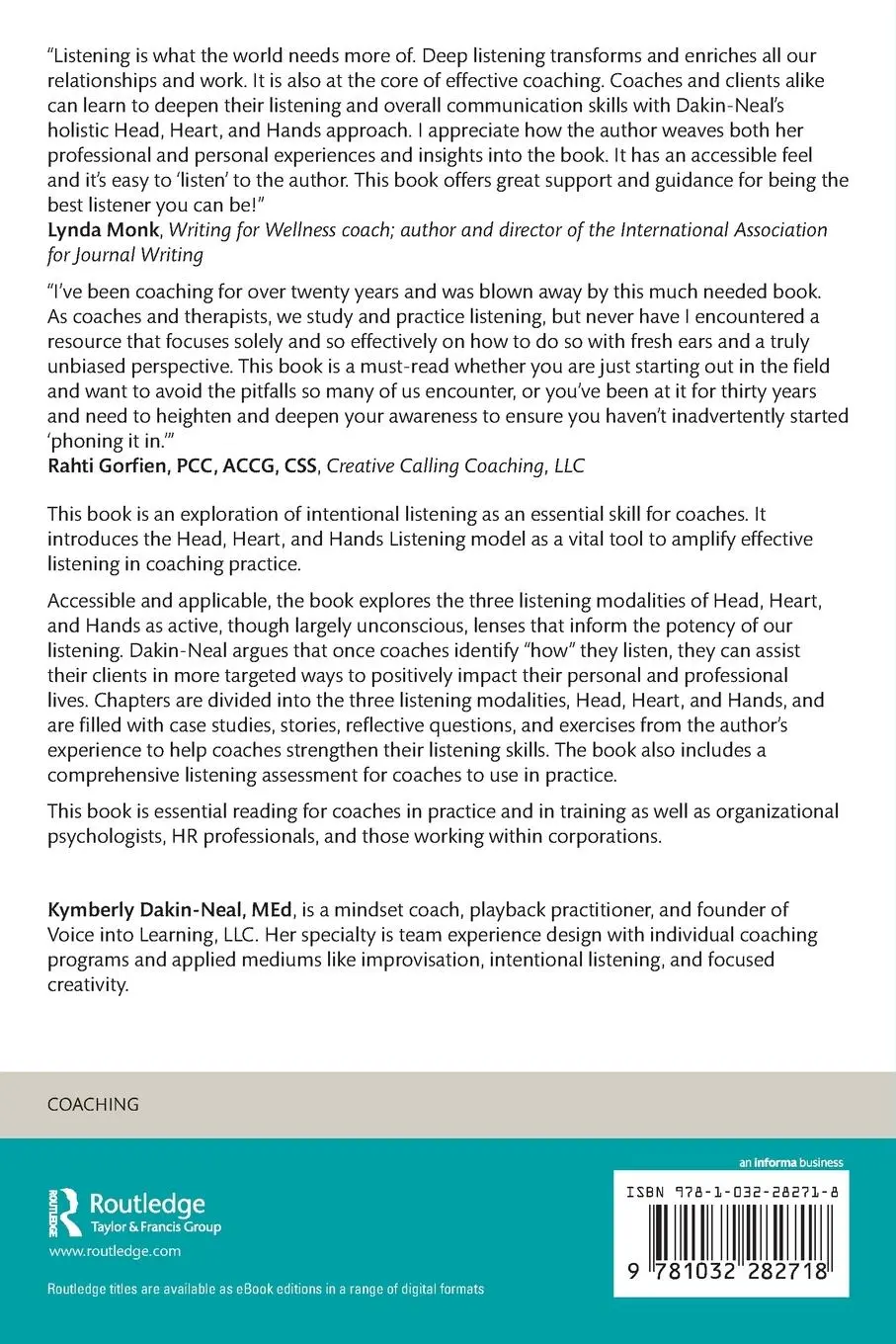 Rückseite: 9781032282718 | Head, Heart, and Hands Listening in Coach Practice | Dakin-Neal | Buch