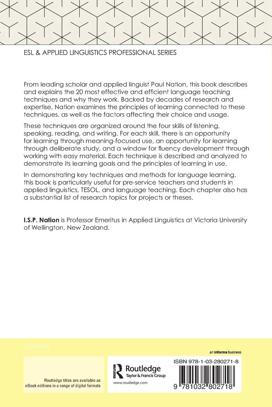 Rückseite: 9781032802718 | The Twenty Most Effective Language Teaching Techniques | Nation | Buch