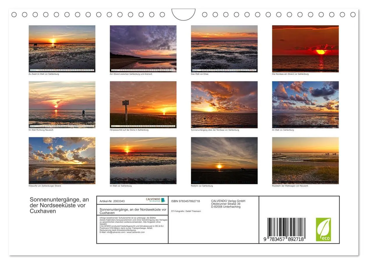 Bild: 9783457892718 | Sonnenuntergänge, an der Nordseeküste vor Cuxhaven (Wandkalender...