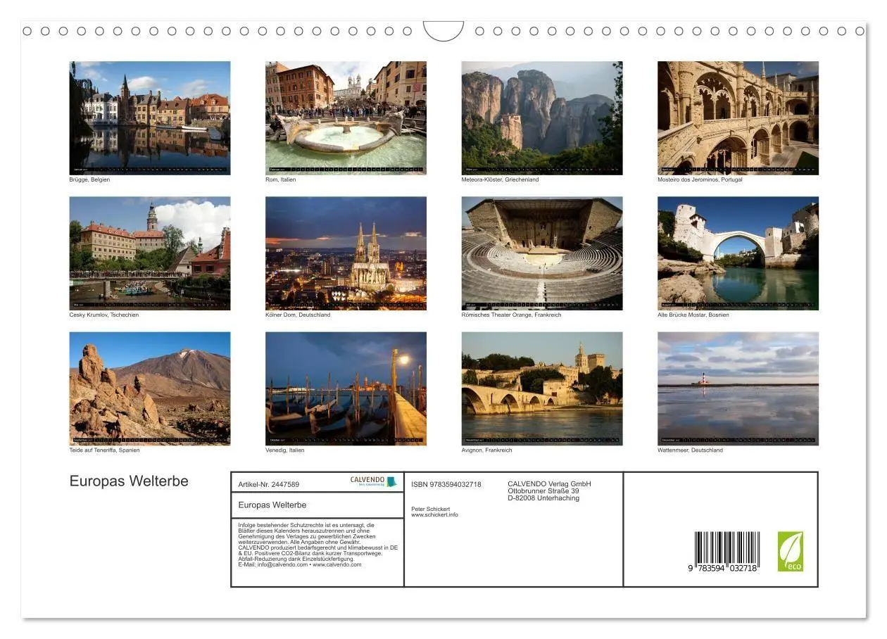 Bild: 9783594032718 | Europas Welterbe (Wandkalender 2027 DIN A3 quer), CALVENDO...