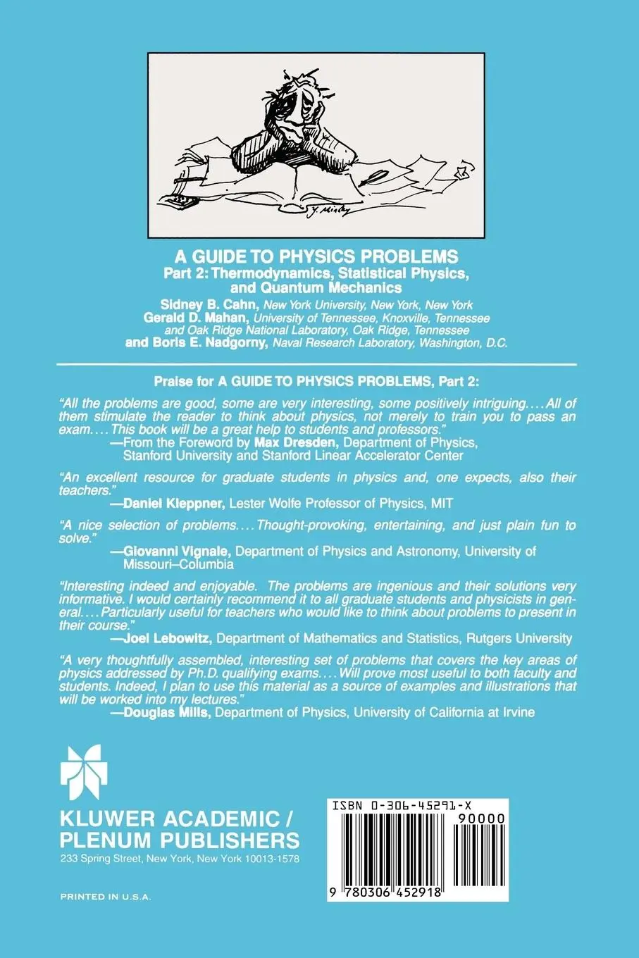 Rückseite: 9780306452918 | A Guide to Physics Problems | Sidney B. Cahn (u. a.) | Taschenbuch