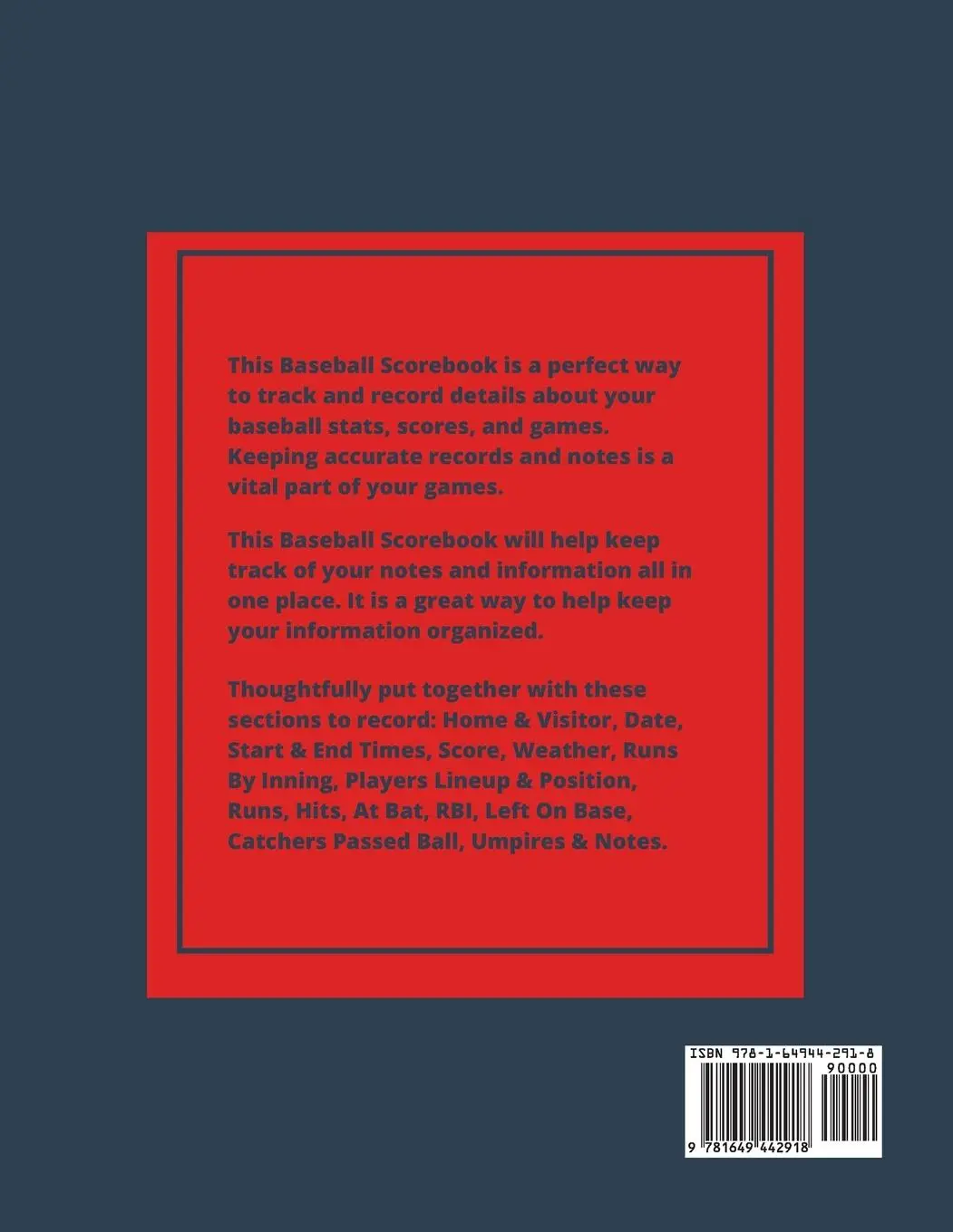 Rückseite: 9781649442918 | Baseball Scorebook | Amy Newton | Taschenbuch | Englisch | 2020