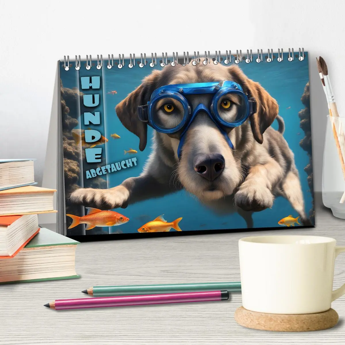 Bild: 9783457492918 | Hunde abgetaucht (Tischkalender 2026 DIN A5 quer), CALVENDO...