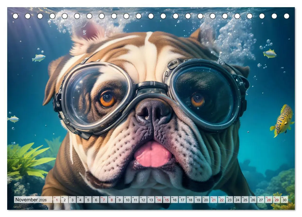 Bild: 9783457492918 | Hunde abgetaucht (Tischkalender 2026 DIN A5 quer), CALVENDO...