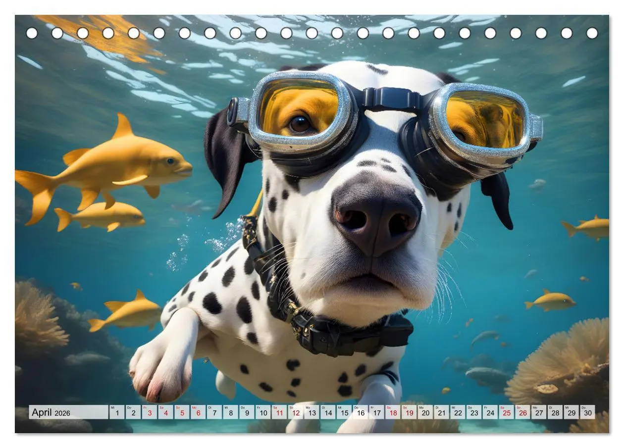 Bild: 9783457492918 | Hunde abgetaucht (Tischkalender 2026 DIN A5 quer), CALVENDO...