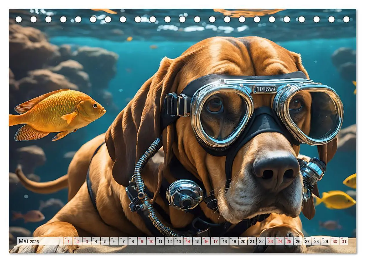 Bild: 9783457492918 | Hunde abgetaucht (Tischkalender 2026 DIN A5 quer), CALVENDO...
