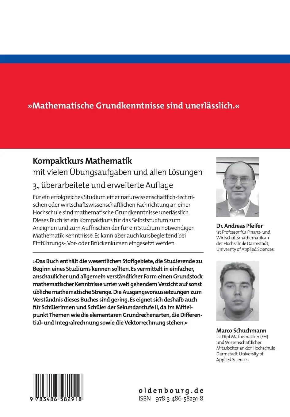 Rückseite: 9783486582918 | Kompaktkurs Mathematik | mit vielen Übungsaufgaben und allen Lösungen
