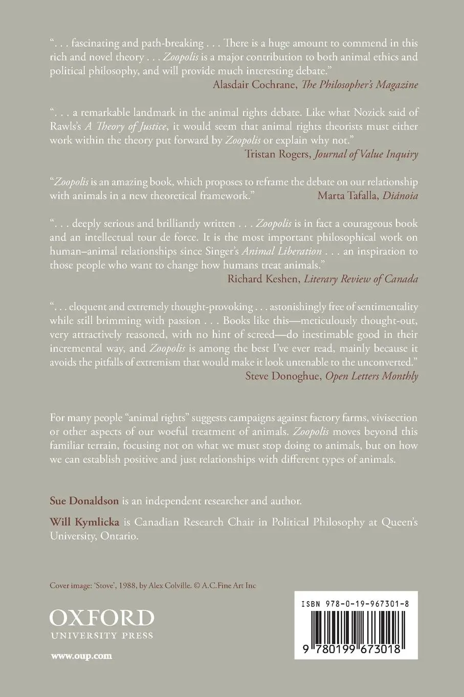 Rückseite: 9780199673018 | Zoopolis | A Political Theory of Animal Rights | Sue Donaldson (u. a.)