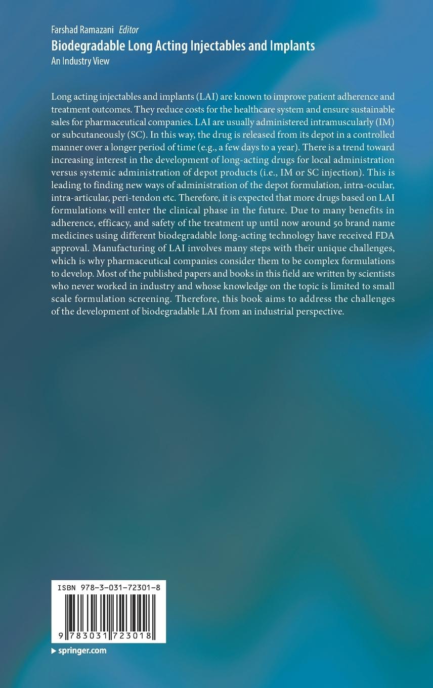 Rückseite: 9783031723018 | Biodegradable Long Acting Injectables and Implants | An Industry View