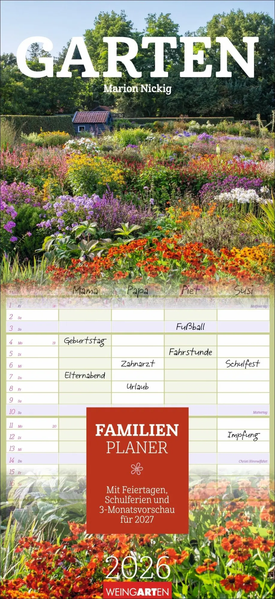 Cover: 9783839903018 | Garten Familienplaner 2026 | Marion Nickig | Kalender | Spiralbindung