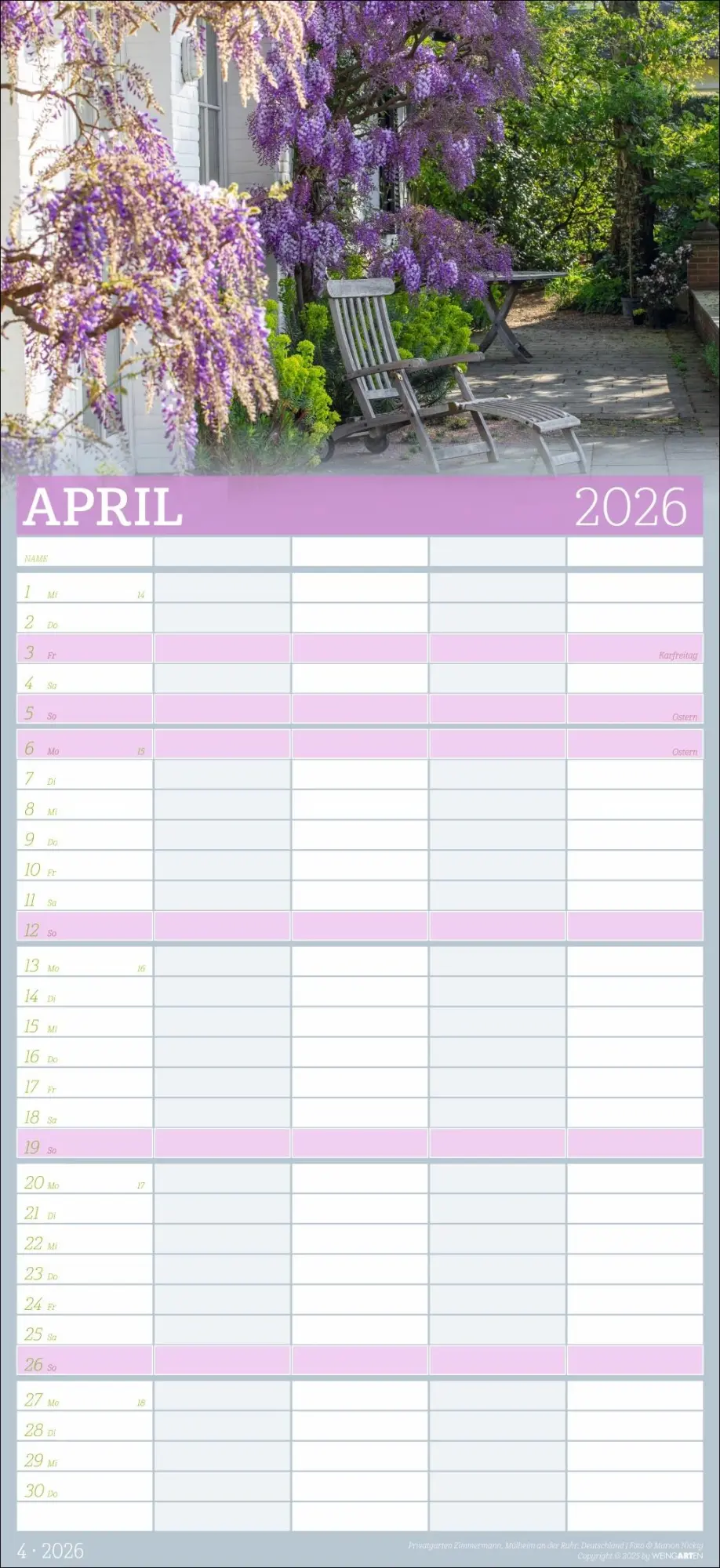 Bild: 9783839903018 | Garten Familienplaner 2026 | Marion Nickig | Kalender | Spiralbindung