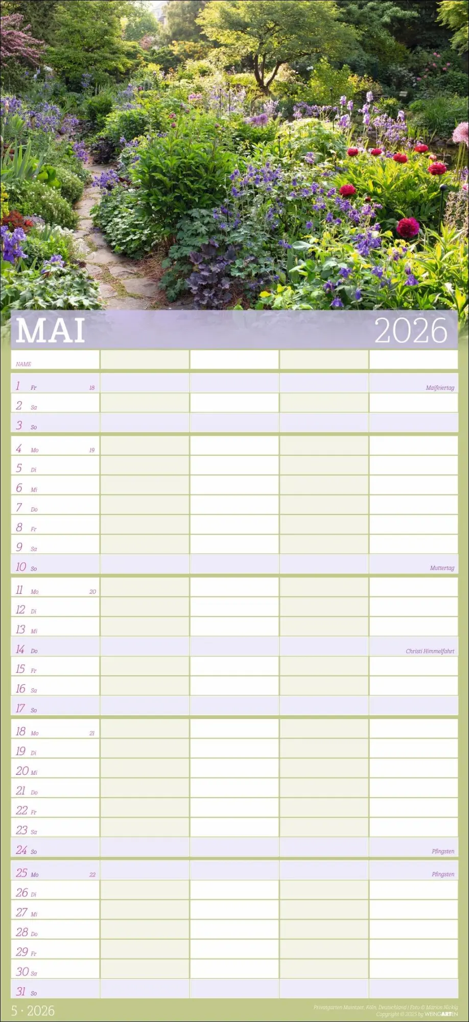 Bild: 9783839903018 | Garten Familienplaner 2026 | Marion Nickig | Kalender | Spiralbindung