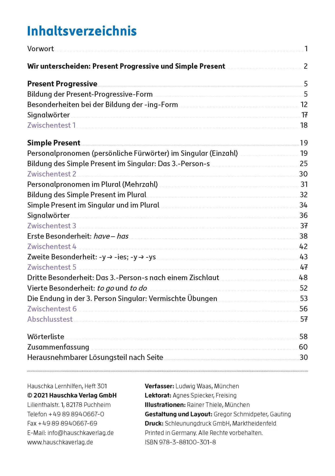 Bild: 9783881003018 | Present: Progressive &amp; Simple Englisch 5. Klasse | Ludwig Waas | 72 S.
