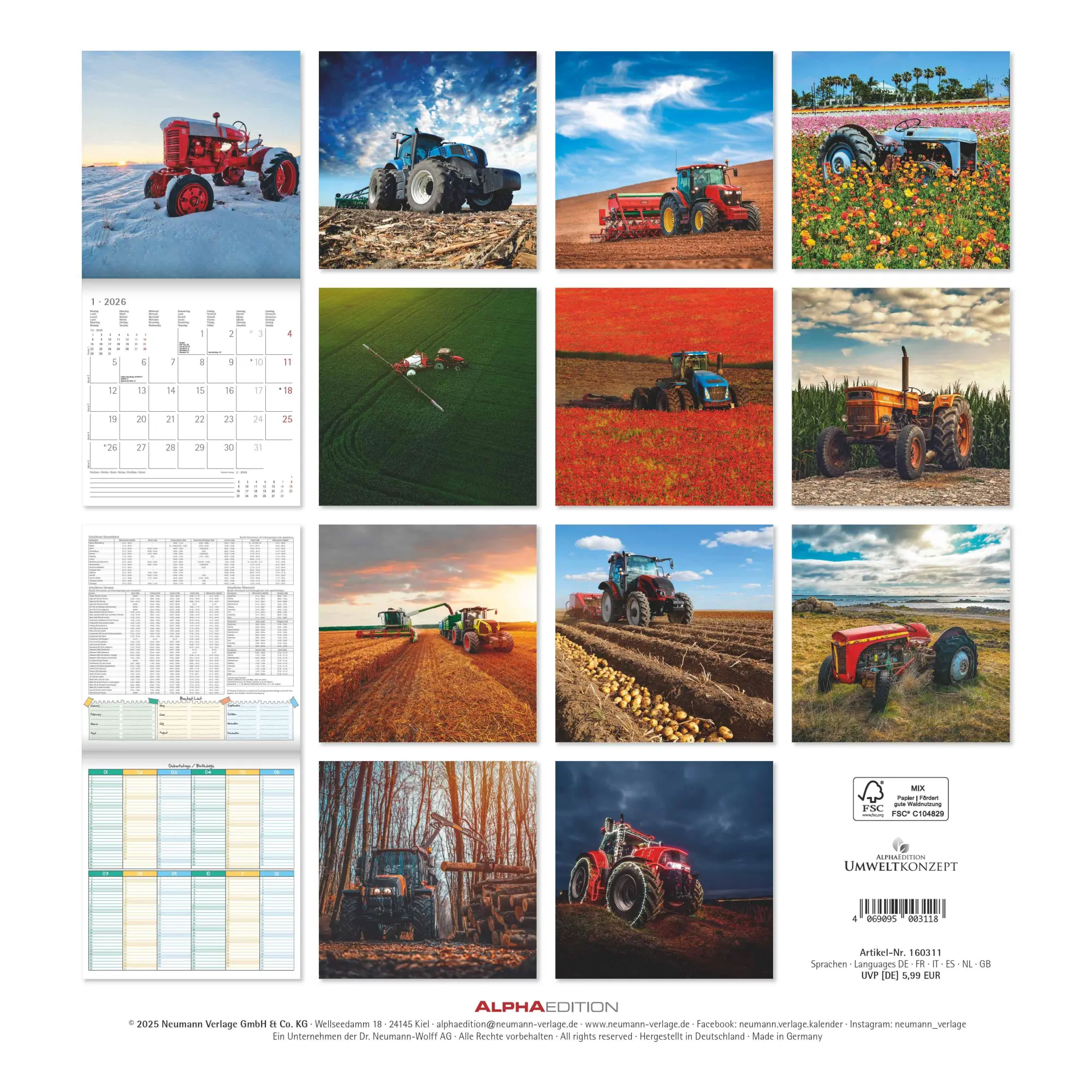 Rückseite: 4069095003118 | Traktoren 2026 - Broschürenkalender 30x30 cm (30x60 geöffnet) -...