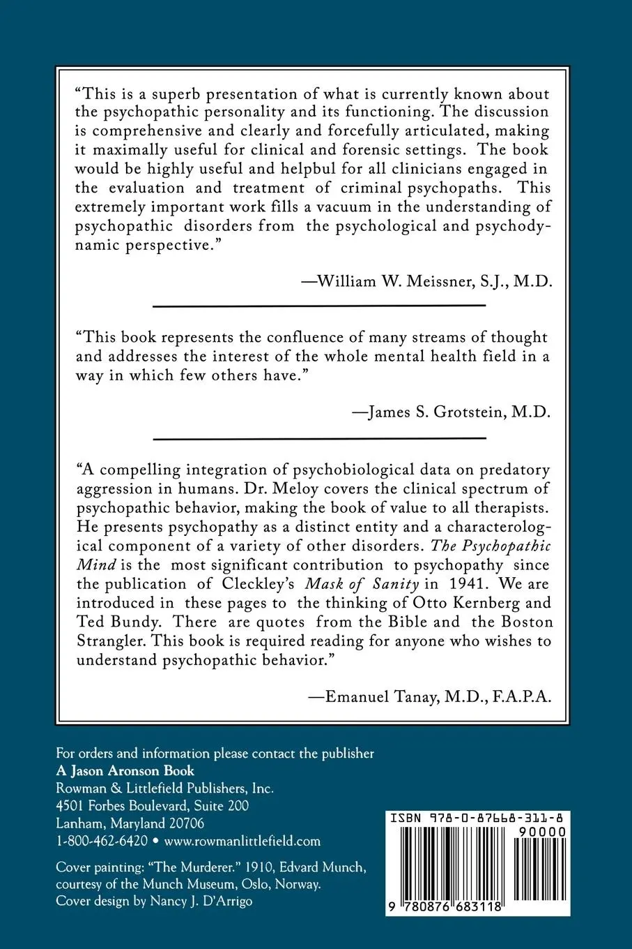 Rückseite: 9780876683118 | Psychopathic Mind | Origins, Dynamics, and Treatment | Reid J. Meloy