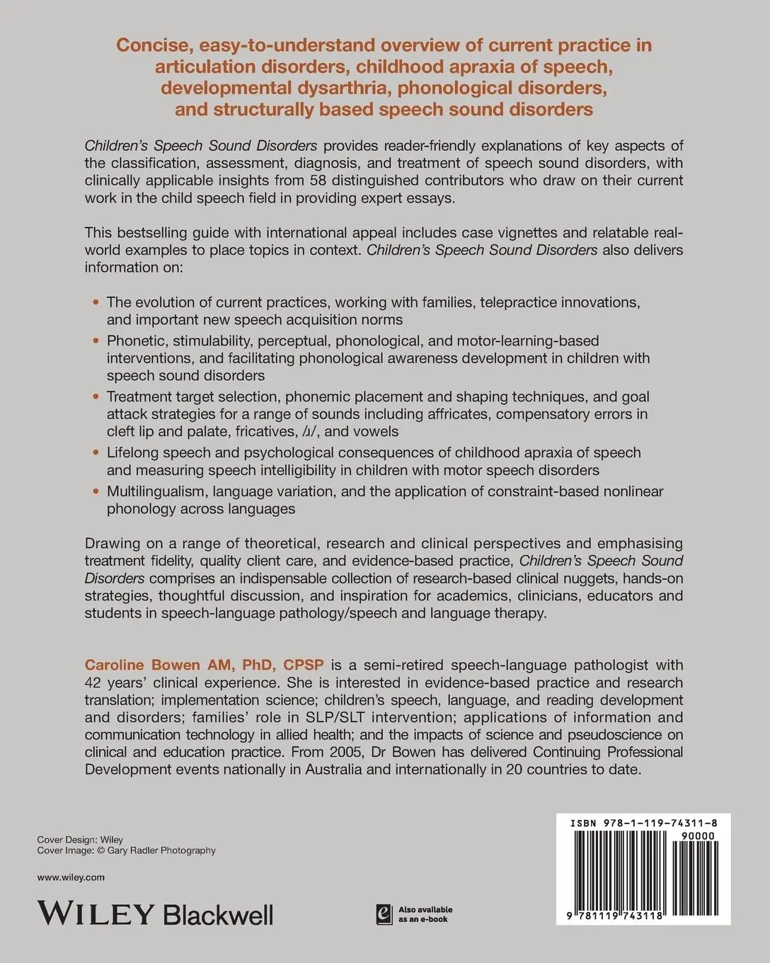 Rückseite: 9781119743118 | Children's Speech Sound Disorders | Caroline Bowen | Taschenbuch