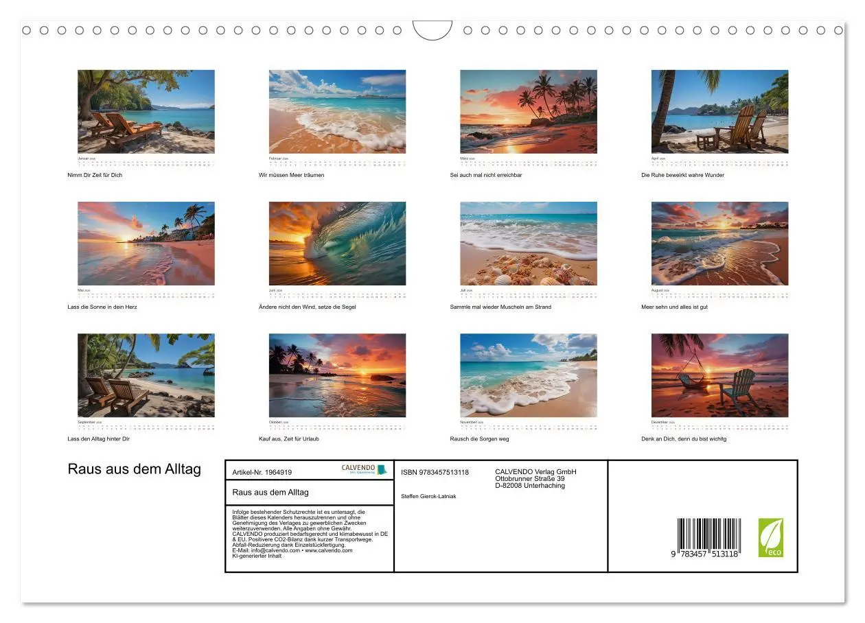 Bild: 9783457513118 | Raus aus dem Alltag (Wandkalender 2026 DIN A3 quer), CALVENDO...