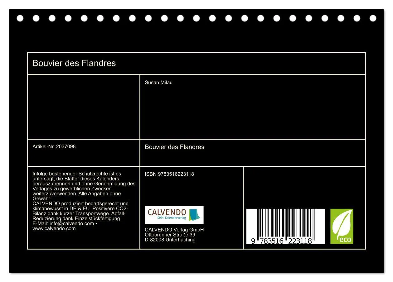 Bild: 9783516223118 | Bouvier des Flandres (Tischkalender 2026 DIN A5 quer), CALVENDO...