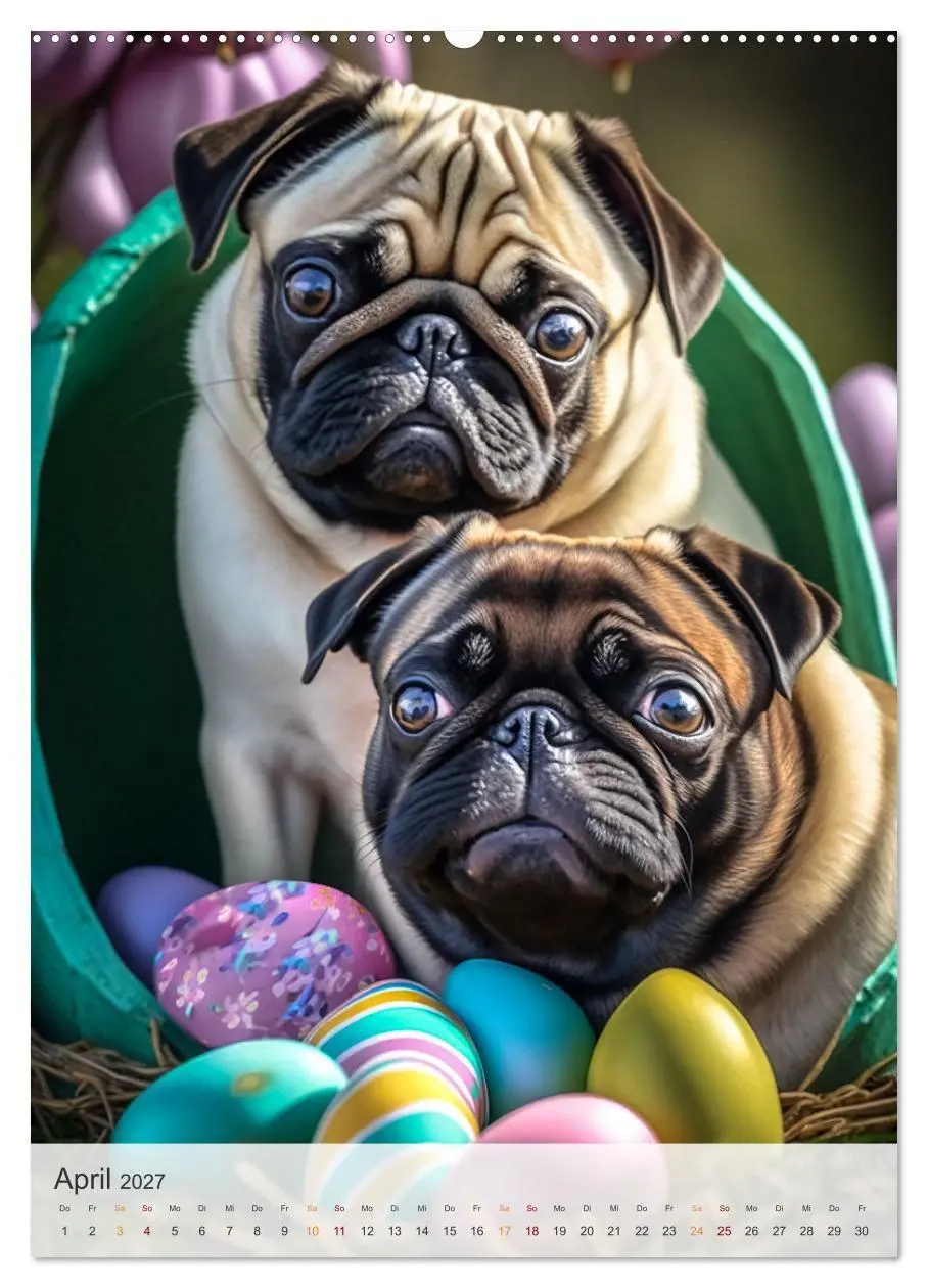 Bild: 9783569313118 | Mein Mops-Kalender (Wandkalender 2027 DIN A2 hoch), CALVENDO...