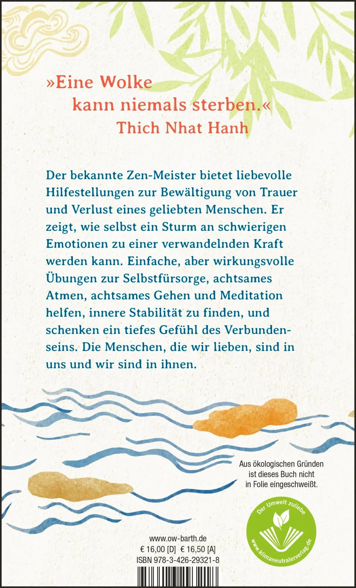 Rückseite: 9783426293218 | Wie weiterleben, wenn ein geliebter Mensch stirbt? | Thich Nhat Hanh