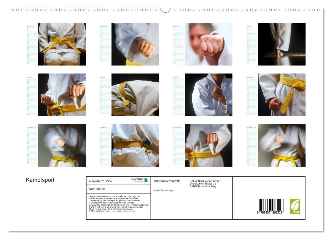 Bild: 9783457983218 | Kampfsport (hochwertiger Premium Wandkalender 2026 DIN A2 quer),...