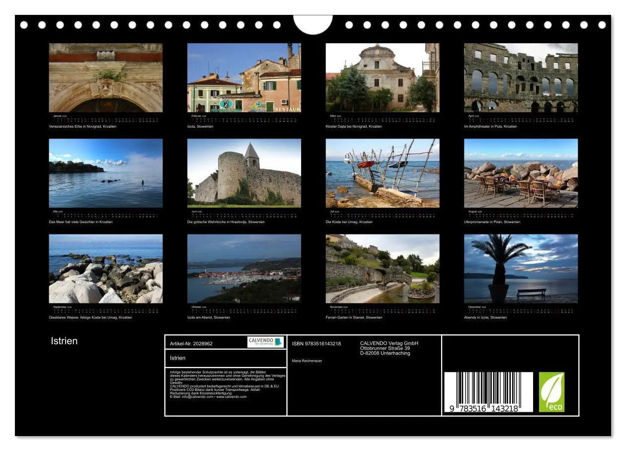 Bild: 9783516143218 | Istrien (Wandkalender 2026 DIN A4 quer), CALVENDO Monatskalender