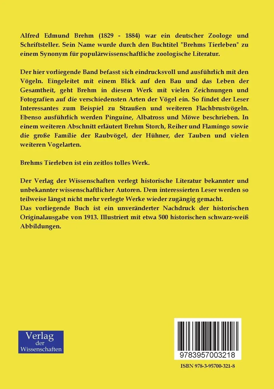 Rückseite: 9783957003218 | Brehms Tierleben | Kleine Ausgabe für Volk und Schule - Die Vögel